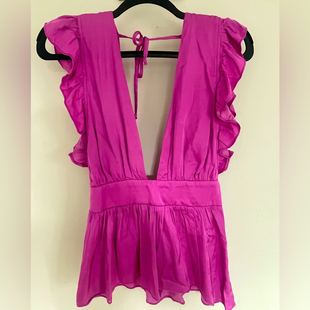 Magenta plunge top
